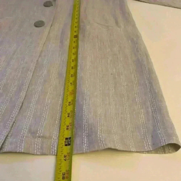 J. JILL Relaxed Pinstripe Linen Vertical Gray & White Jacket Cardigan Size M - Picture 12 of 16